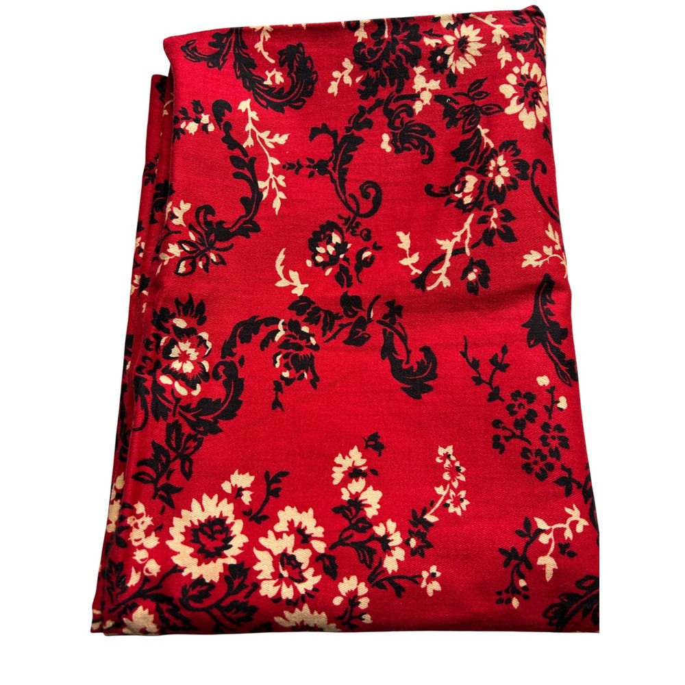 Vintage 1994 Ralph Lauren Floral Fabric Remnant Red Black 53x35 Cottagecore